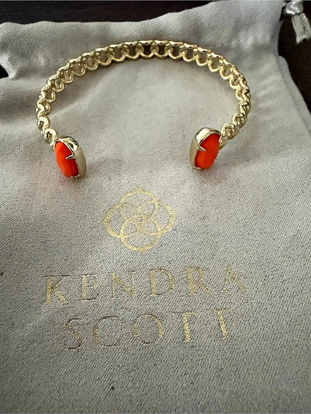 Kendra Scott Elton Gold Cuff Bracelet Orange & Gold